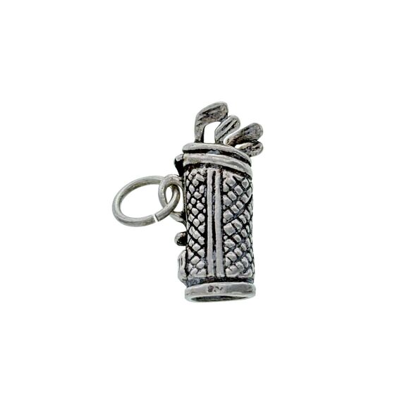 Vintage Sterling Silver 925 3D Golf Club Bag Charm Pendant - Picture 1 of 8